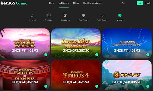 Jackpot Games at bet365 casino