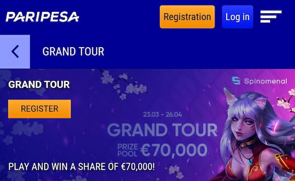 Paripesa casino grand tour promo