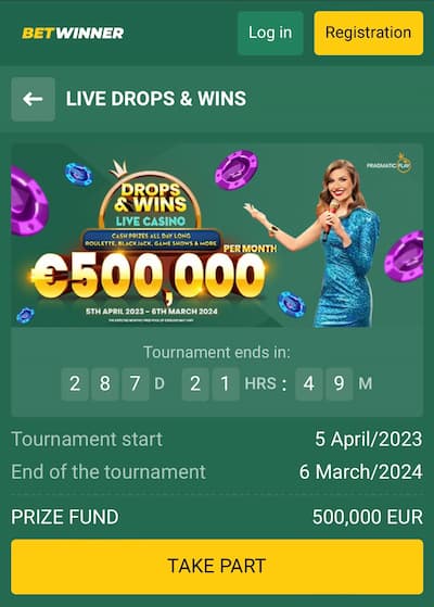 Betwinner Live Drops offer