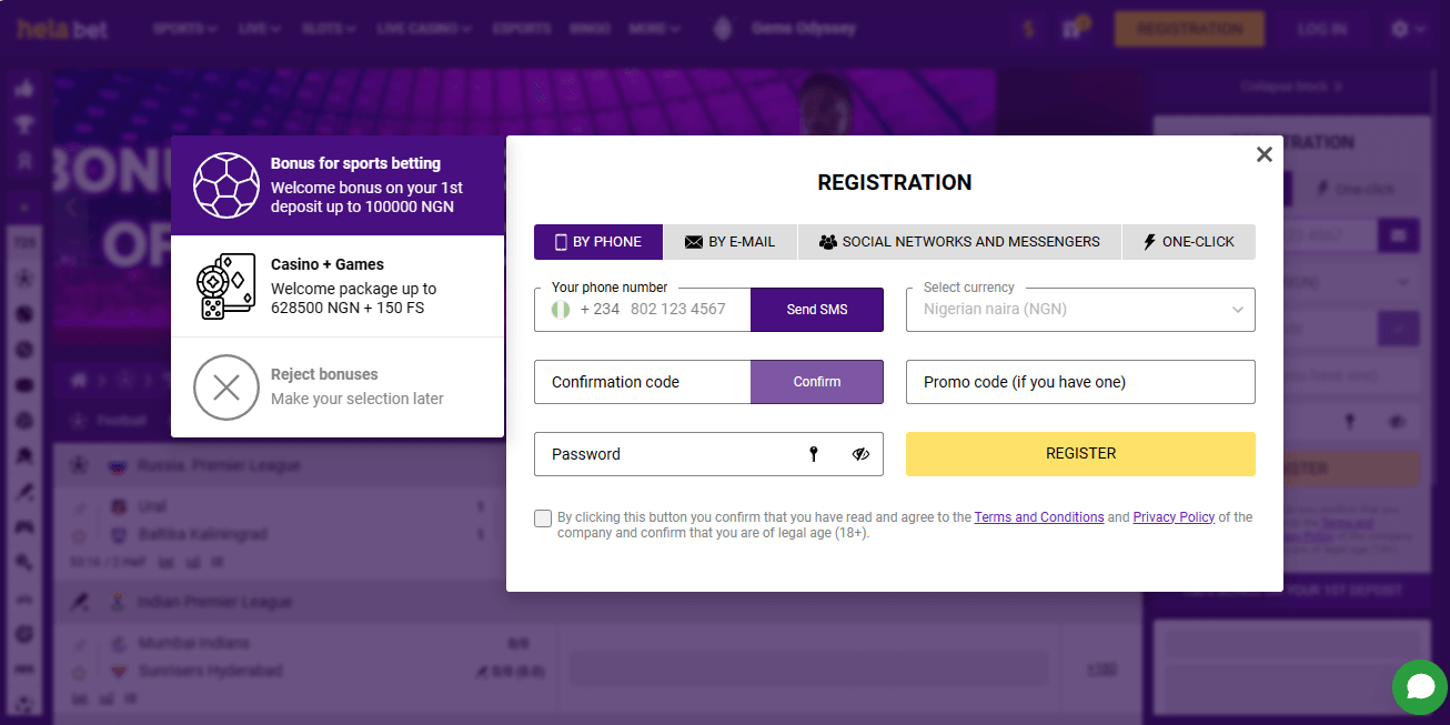 Helabet Registration Page Banner